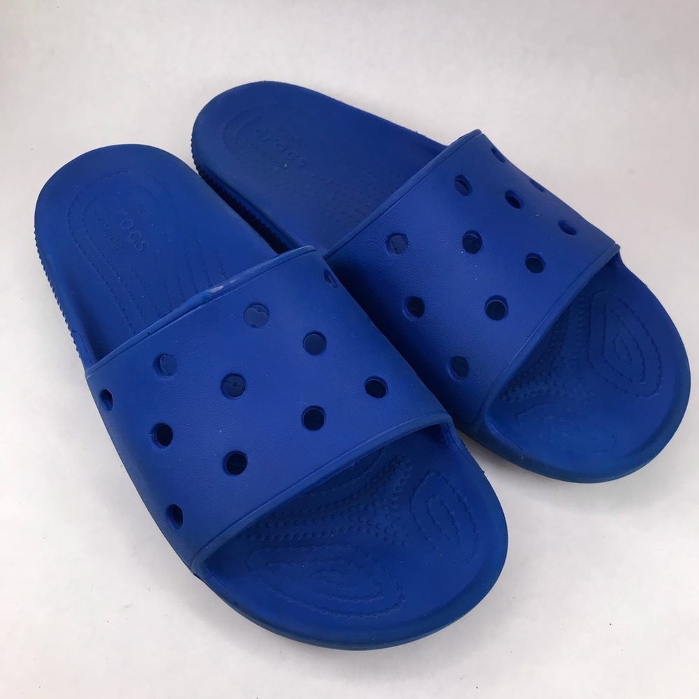 Crocs Men's Size 11 Classic Slide V2 Blue Slide Sandal Pool Travel